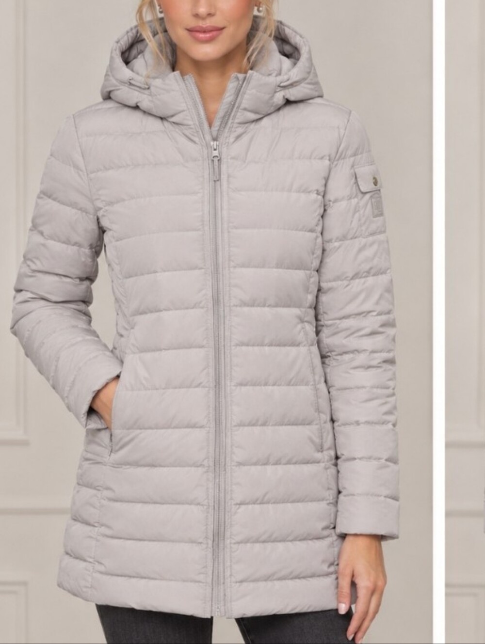 Ralph Lauren Light Beige Hooded Quilted Puffer Coat